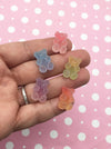 6 Squishy Soft "Sugared" Ombre 2 Tone NON EDIBLE  Resin Pastel Multicolor Gummy Bear Cabochons, Soft Resin #713