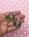 5 Wicked Witch Cabochons, Resin Cute Halloween Cabochons, Witch Cabs, #Dh24a
