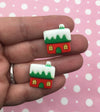 10 Christmas Gingerbread House Cabochons, Christmas Cabs, #DH161a