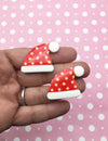 5 Christmas Hat Cabochons, Cute Holiday Xmas Cabs, Flat-backed Resin Christmas Cabochons, #DH154a