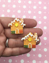 3 Gingerbread House Cabochons, Christmas Cookie Cabs, #DH163a
