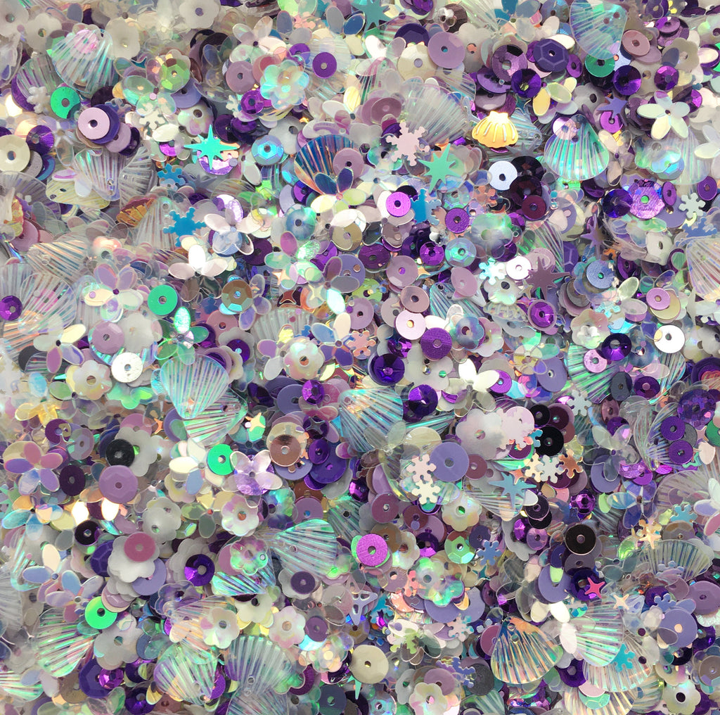 Purple Mermaid Shell Iridescent Shift Assorted Shape Glitter Confetti ...