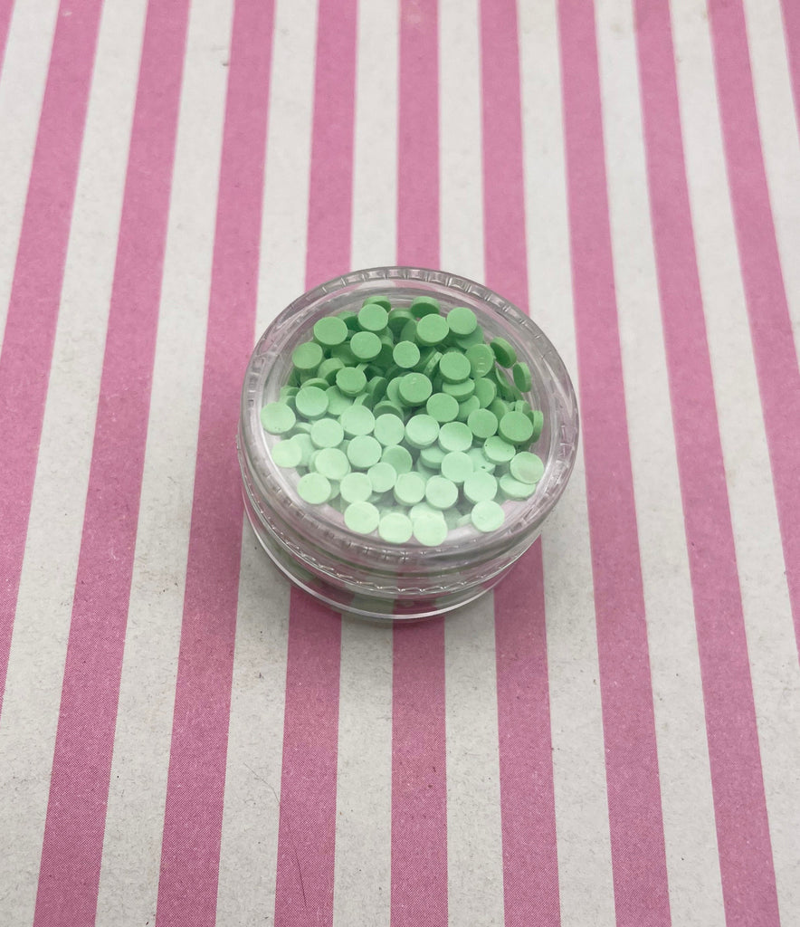 Green Mini Ciricles Rice Light Green Mini Fake Candy Chip Polymer Clay Round Confetti Circles ...