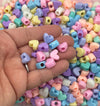 50 Flat-sided Multicolor Pastel Fairy Kei Heart Beads, 9x12mm Kawaii Cabs, J84