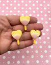 6 SMALL Pastel Mango Orange Fake Candy Heart Lollipop Cabochons, Heart Candy, Valentines Day's Cabs, #1391