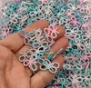 20 Small Pink Teal White Pearlized Open Bow Know Cabochons, Shaker Mold Resin Embellishment Cell Phone Deco, #1337