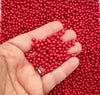 Dark Red 4mm Boba Caviar Pearls, Faux Nonpareil Acrylic dragees, Opaque Caviar No Hole Beads, K43