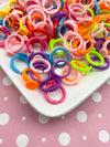 10 Children's Rings, Multicolor Plastic base with a 9mm glue pad, size 3, A290