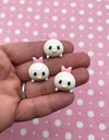 8 White Chicken Chick or Duck Resin Cabochons, #159a