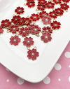 8 Red Enamel Cherry Blossom Sakura Flower Pendant Charms F394