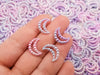 20 Small Cotton Candy Pink Purple Blue Small Pearlized Open Moon Cabochons, Ivory Cell Phone Deco, #1206