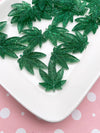 3 Green Glittery Pot Leaf Cabochon Charms, Marijuana, Weed, Hemp, Cannabis Pendants #737