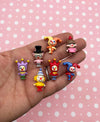 6 Cute Circus Cabochon LIMITED STOCK COLORS , Multicolor Clowns, Jesters, Etc #1134a