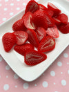 4 Silicone Strawberry Cabochons, 3D Fruit Cabachons, Kawaii Cabachons,  #075