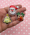 3 Puffy Filled Glitter Christmas Shaker Pendant, Holiday Shaker for Case Decoden, Cabochon Embellishment, Xmas Cabochons, Cabs Dh151a
