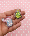 3 Puffy Filled Glitter Christmas Shaker Pendant, Holiday Shaker for Case Decoden, Cabochon Embellishment, Xmas Cabochons, Cabs Dh151a