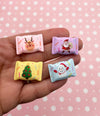 4 Pastel Hard Candy Cane Christmas Peppermint Cabochons, Cute Xmas Resin Flat-backed Holiday Candy Cabs, #DH163b
