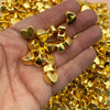 50 Flat-sided Metallic Gold Fairy Kei Heart Beads, 9x12mm Kawaii Cabs, J178