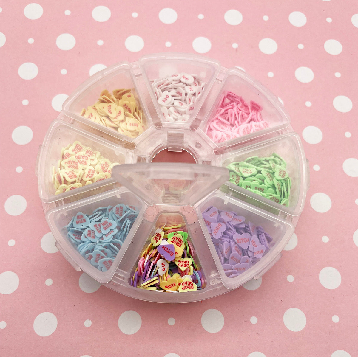 1 Wheel Mean Conversation Hearts Valentines Day Themed Polymer Sprinkl ...