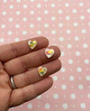 15 10mm Heart Cabochons with Star Glitter, Valentines Day Resin Heart Cabochons, Heart Cabs #1174