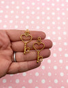 5 Gold Plated Heart Wand Charms, Open Bezel Pendant, Heart Pendants F134