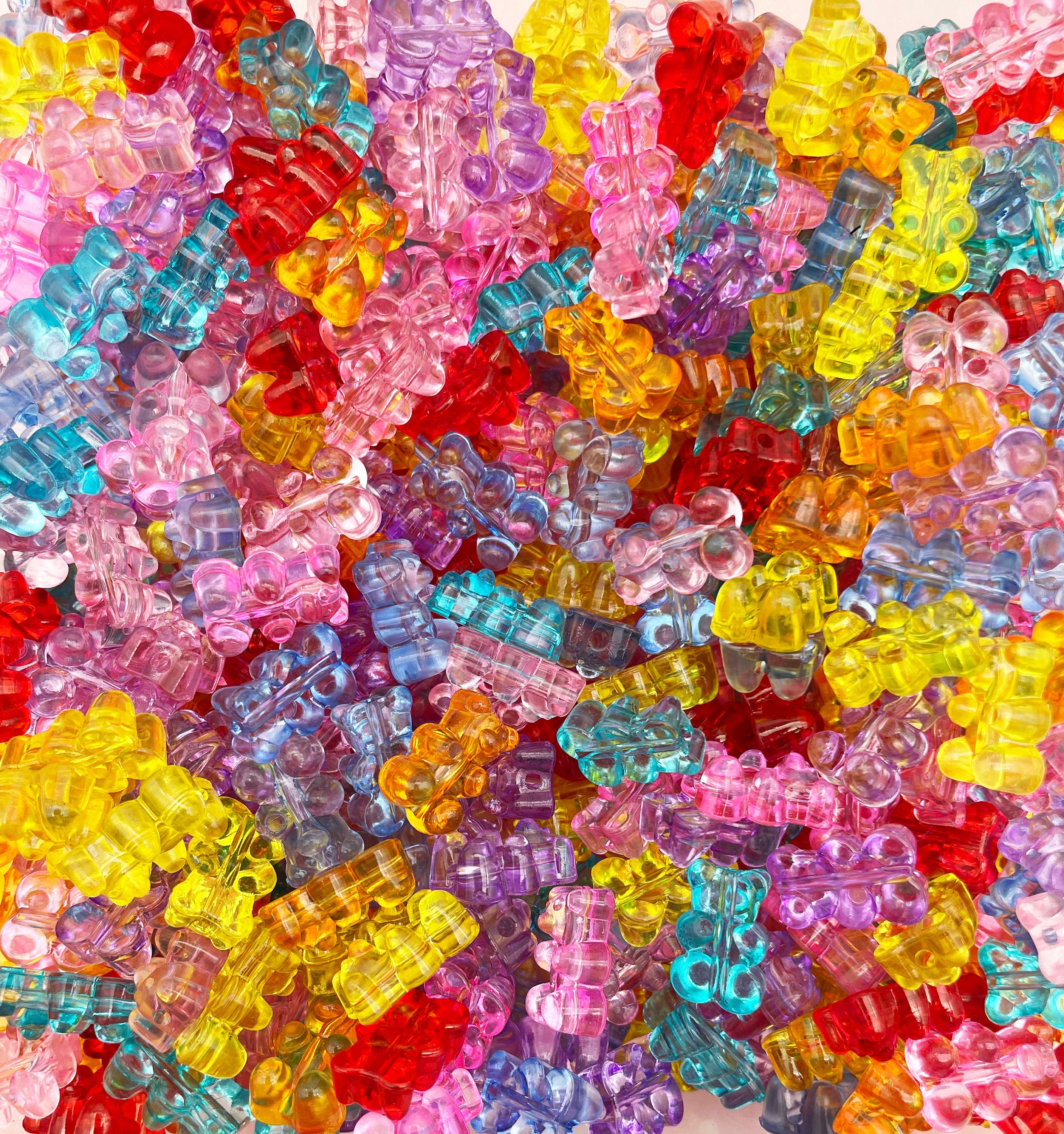 Ten Top to Bottom Drilled Glossy Gummy Bear Beads, 16x11x9mm Hard Plastic,  J186 