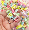 50 Assorted AB Pastel Acrylic Daisy Flower Beads, Fairy Kei Beads J25