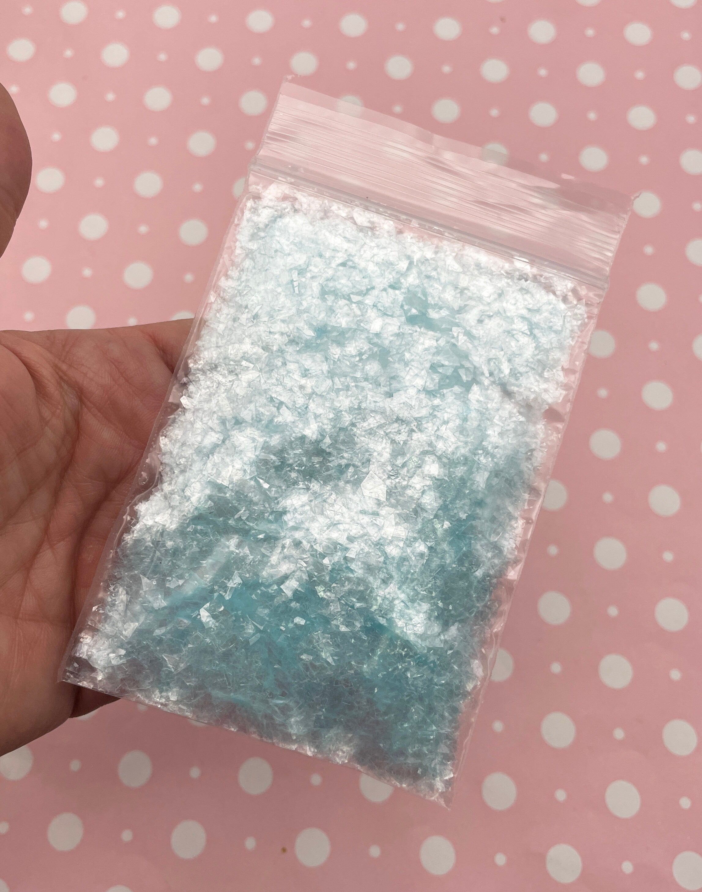 10g or 50g Pale Ice Blue Cellophane Solvent Resistant Iridescent Chunk ...