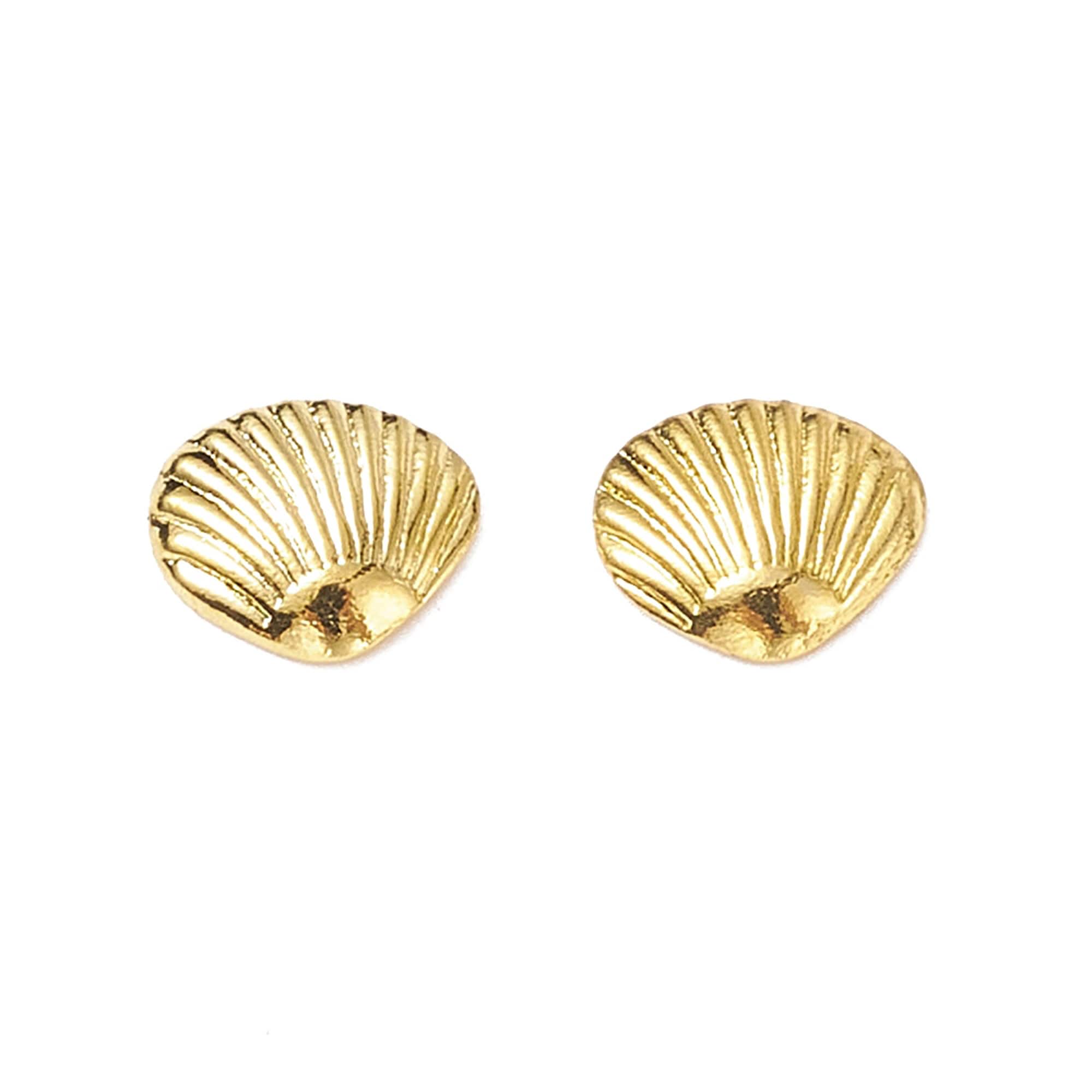 Small Gold Seashell 50 Tiny 6mm Gold Toned Metallic Seashell Clam Shell Cabochons, Cute Ka ...