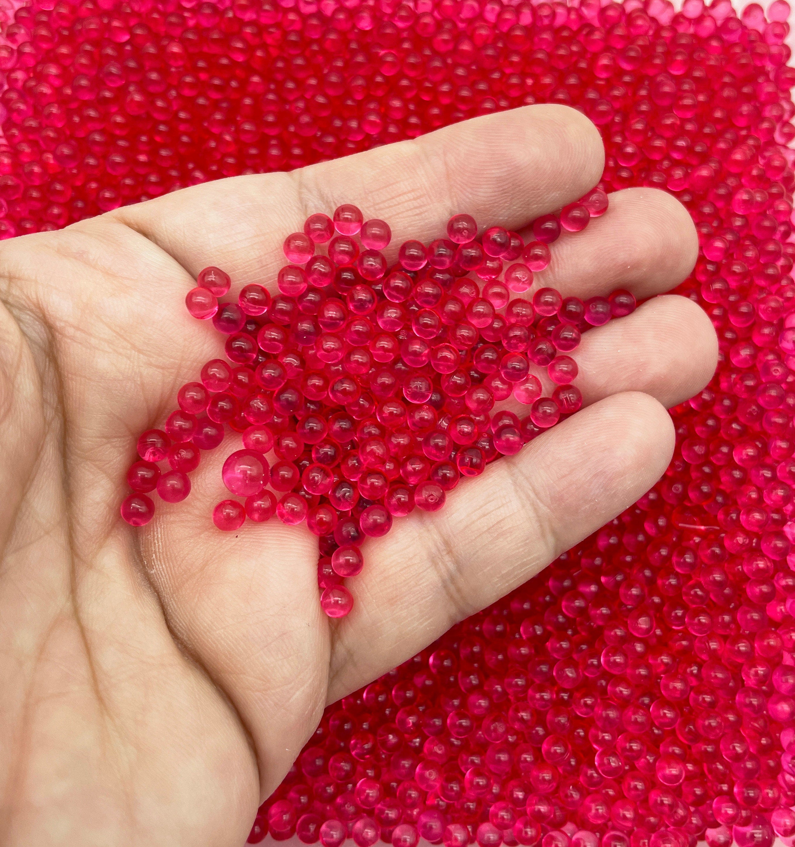 Translucent Pearls Raspberry Pink 4mm Translucent Pearls, Popping Boba Resin Gumball Pear ...