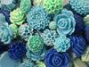 20 Piece Blue Mix Flower Cabochons Grab Bag 20pc Roses Mums (DESTASH SALE)