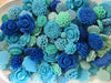 10 Piece Blue Mix Flower Cabochons Grab Bag 10pc Roses Mums (DESTASH SALE)
