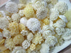 20 Piece White, ivory and Cream Mix Flower Cabochons Grab Bag 20pc Roses Mums (DESTASH SALE)