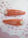 10 Orange Snap Hair Clip Barrettes With a Glue On Pad  C254