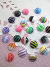 25 10mm Striped Circle Cabochons, Assorted Mix of Colors #1158