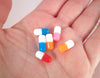 20 Multicolor Plastic Pill Capsule Beads, Half Drilled Beads, #771