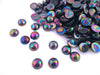 10mm round AB pearl cabochon, black, flat back (50 pieces)